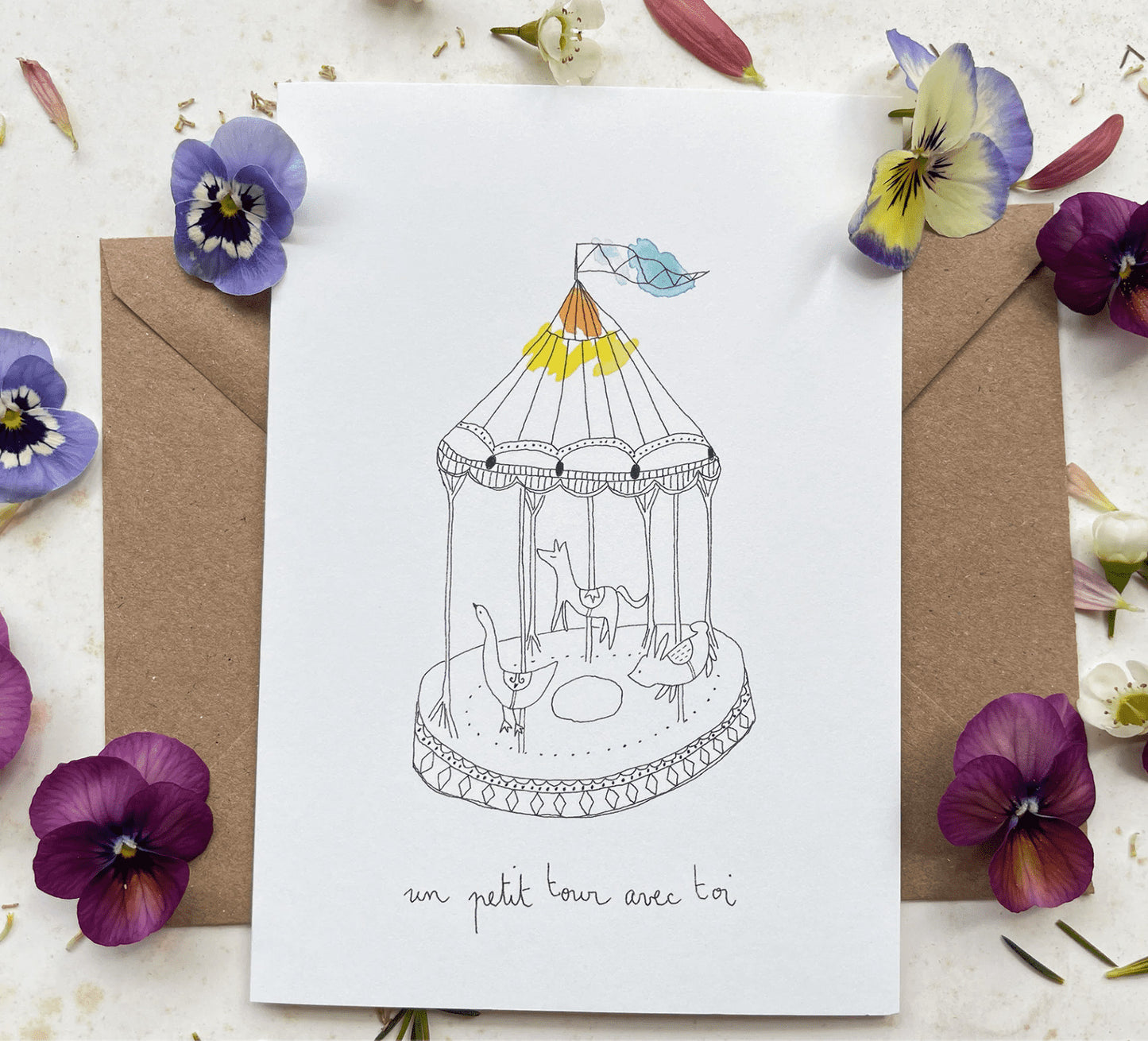 Carte et enveloppe Manège — Papillonnage , Lyon