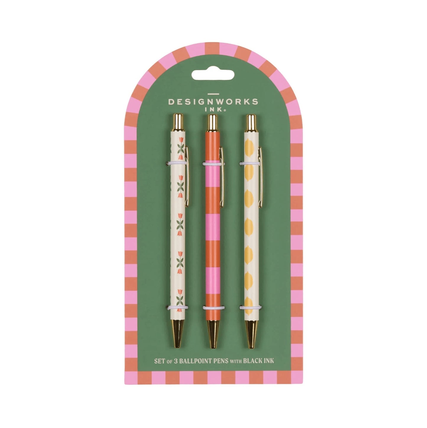 Set de 3 stylos A dopo - Flower, stripe, lemon — Designworks , Lyon