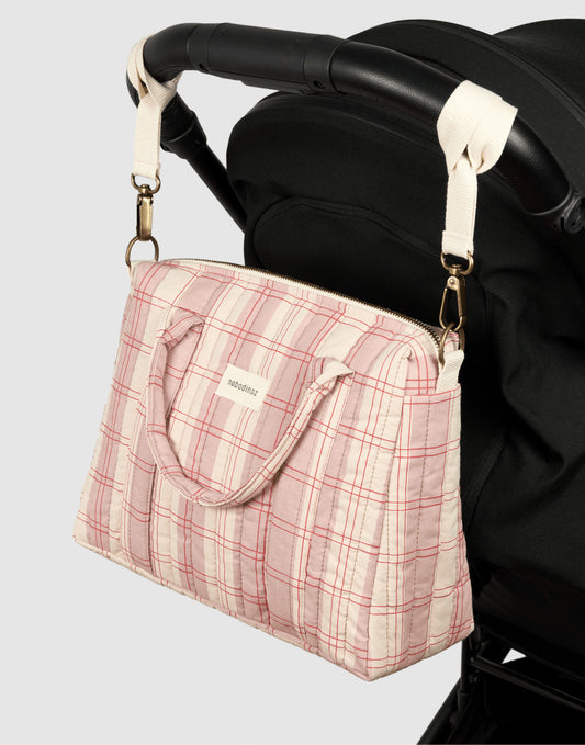 Organisateur de poussette/mini sac Stories - Powder red checks — Nobodinoz , Lyon