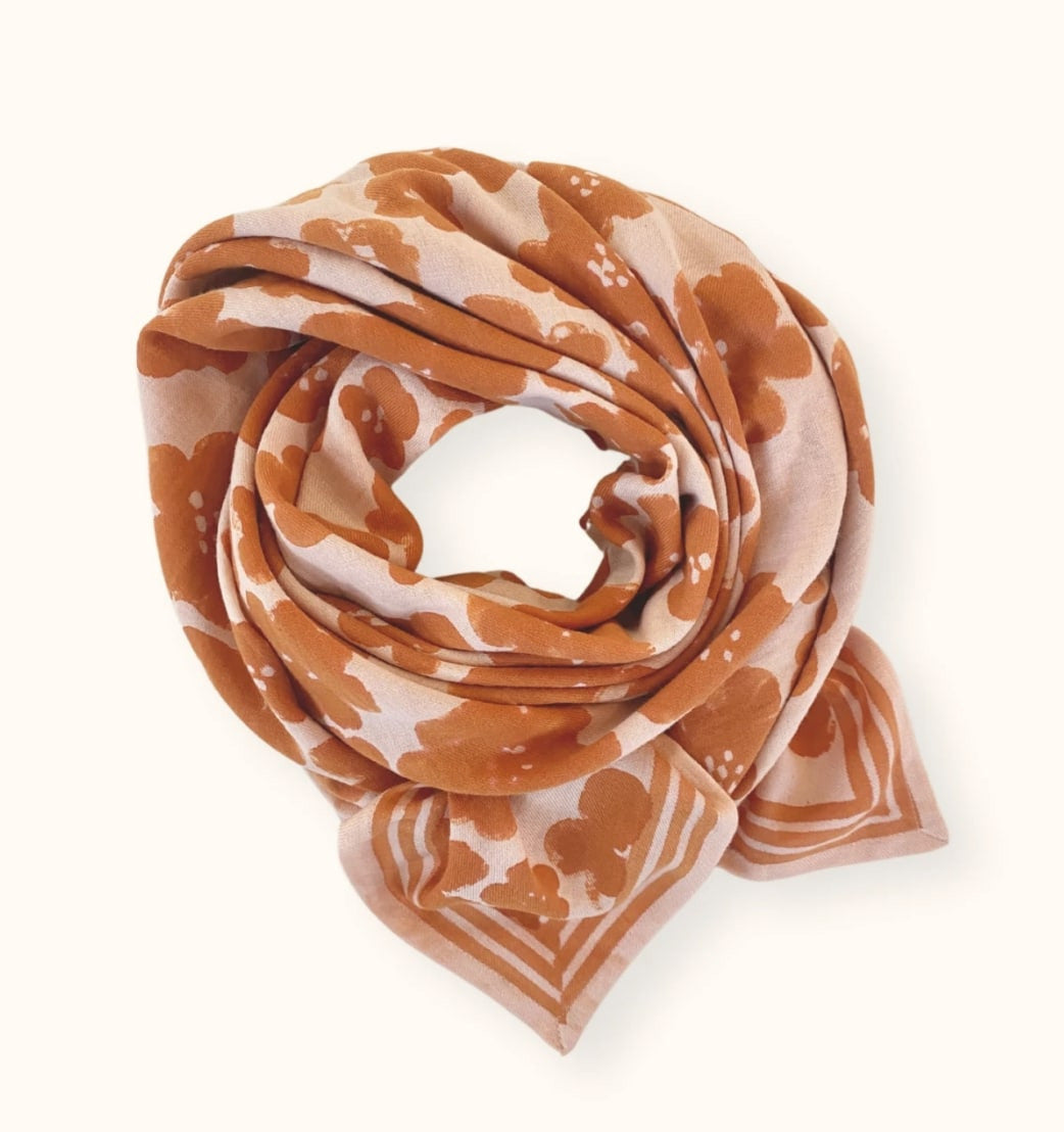 Big foulard Latika Flora Bold - Orange — Apaches collections , Lyon