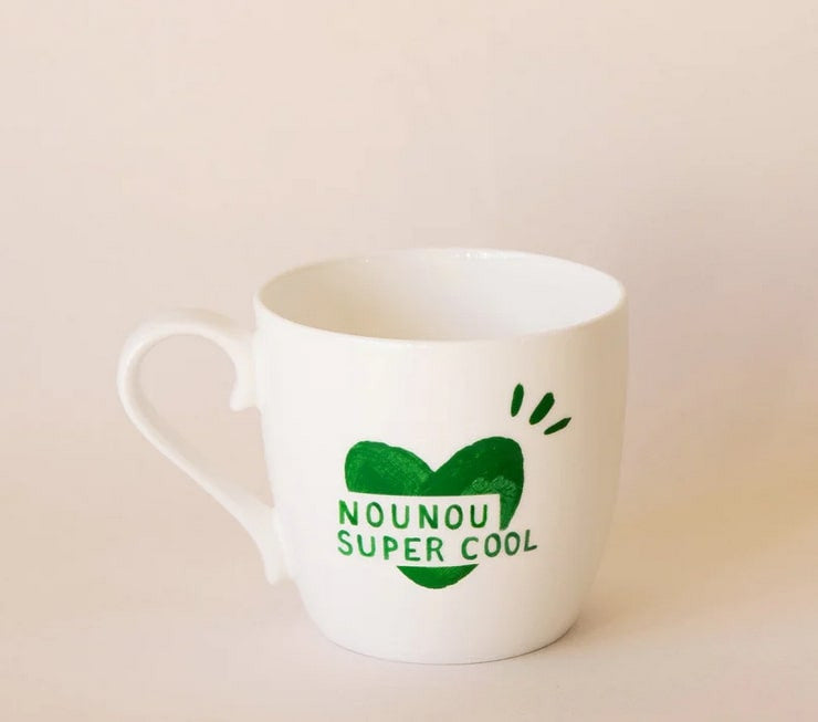 Mug coeur Nounou super cool - Vert sapin — Émoi émoi , Lyon