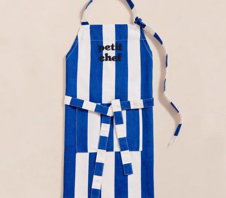 Tablier Petit chef à rayures - Bleu — Émoi émoi , Lyon