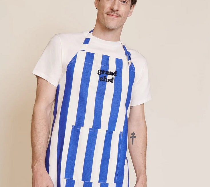 Tablier Grand chef à rayures - Bleu — Émoi émoi , Lyon