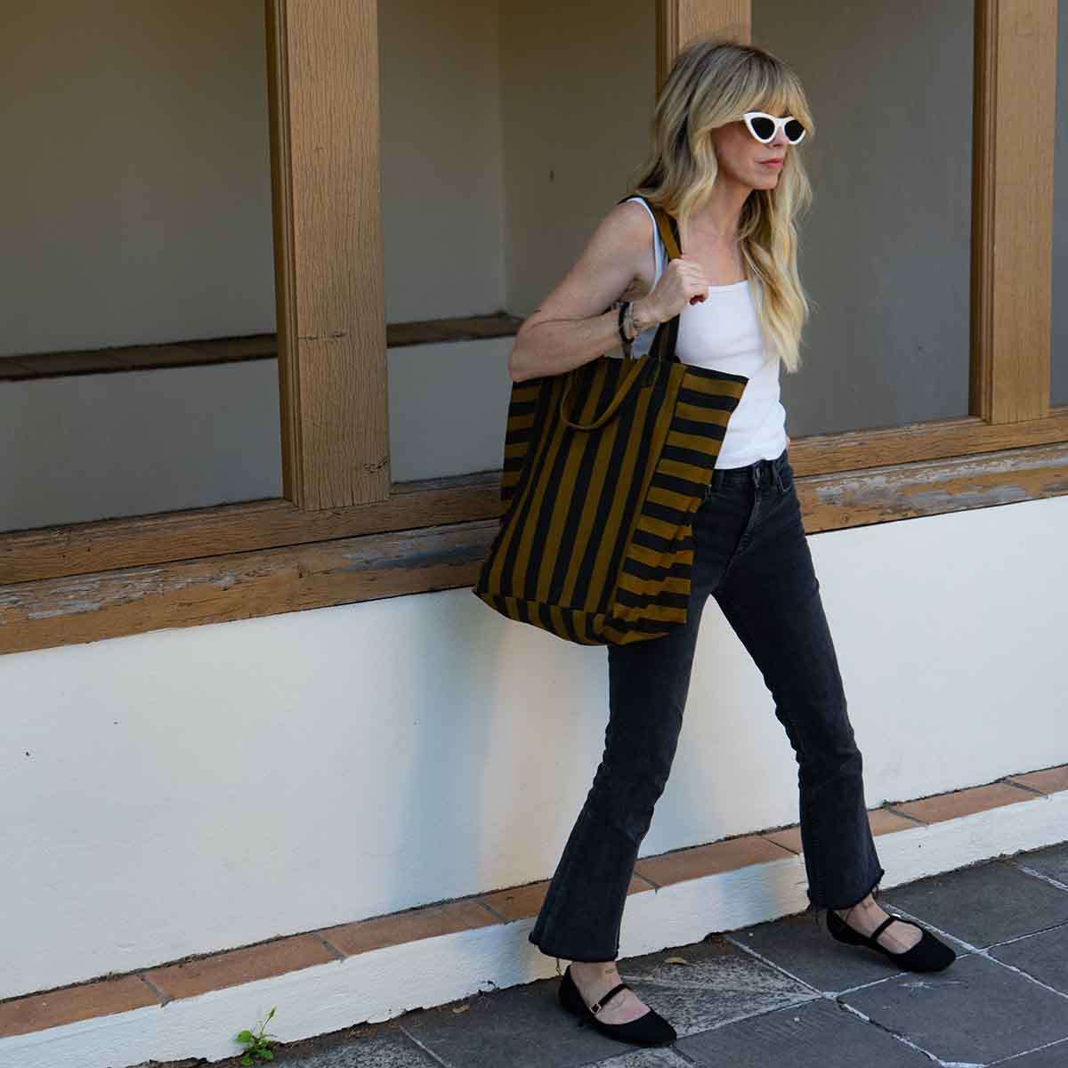 Sac cabas Elisabeth - Rayé cumin/noir — Rose in April , Lyon