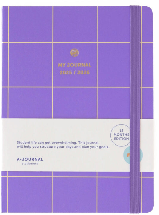 Agenda scolaire 18 mois 2025/2026 - Lilac checkered — A-Journal , Lyon