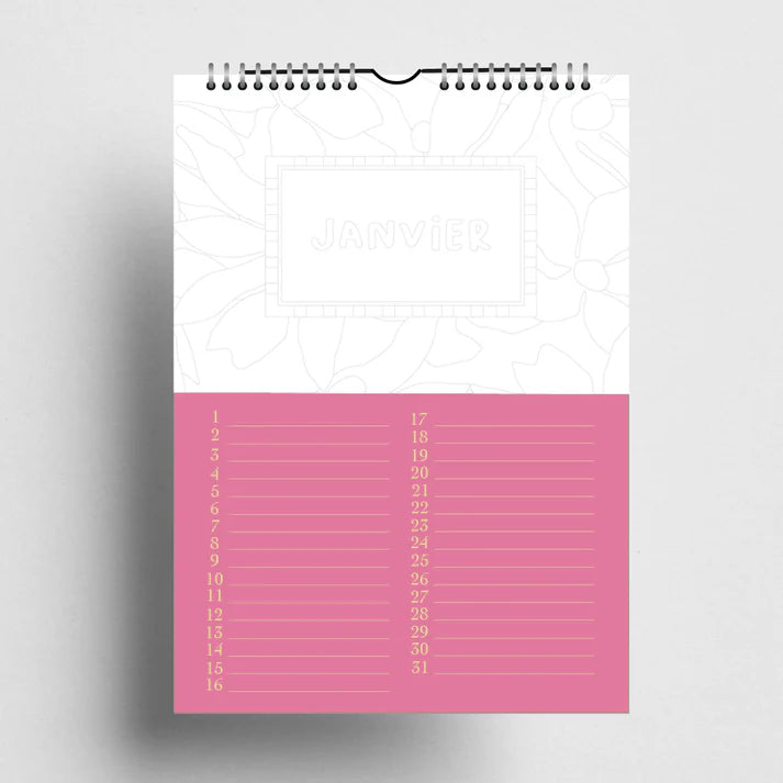 Calendrier perpétuel des anniversaires à colorier