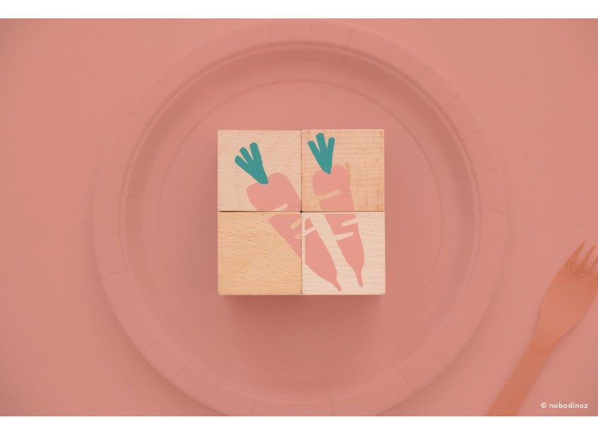 Cubes en bois - légumes avec sa jolie trousse — Nobodinoz , Lyon