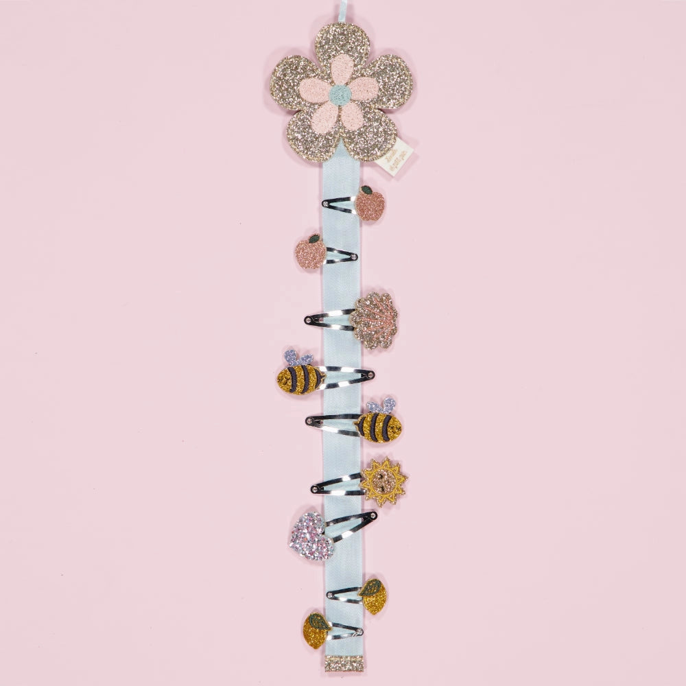 Porte barrettes mural - Fleur rétro bleu — Luciole et petit pois , Lyon