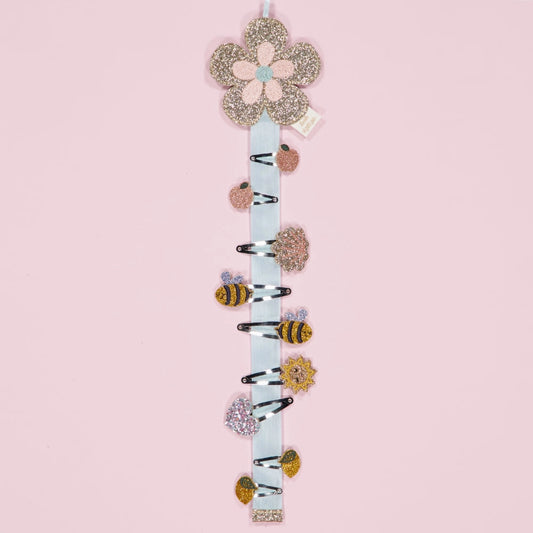 Porte barrettes mural - Fleur rétro bleu — Luciole et petit pois , Lyon