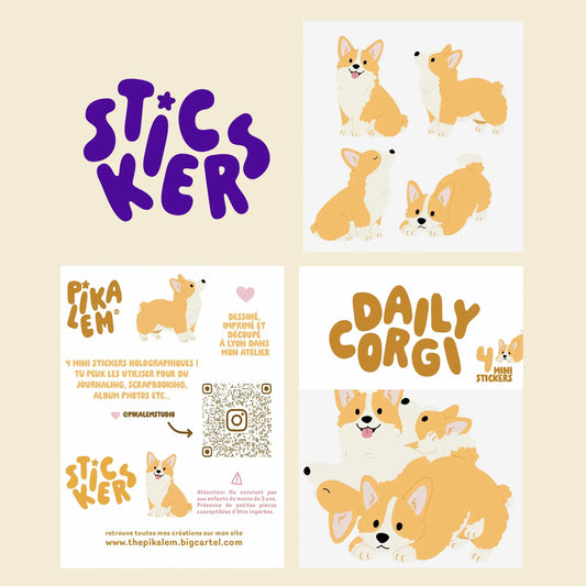 Lot de stickers - Daily corgi