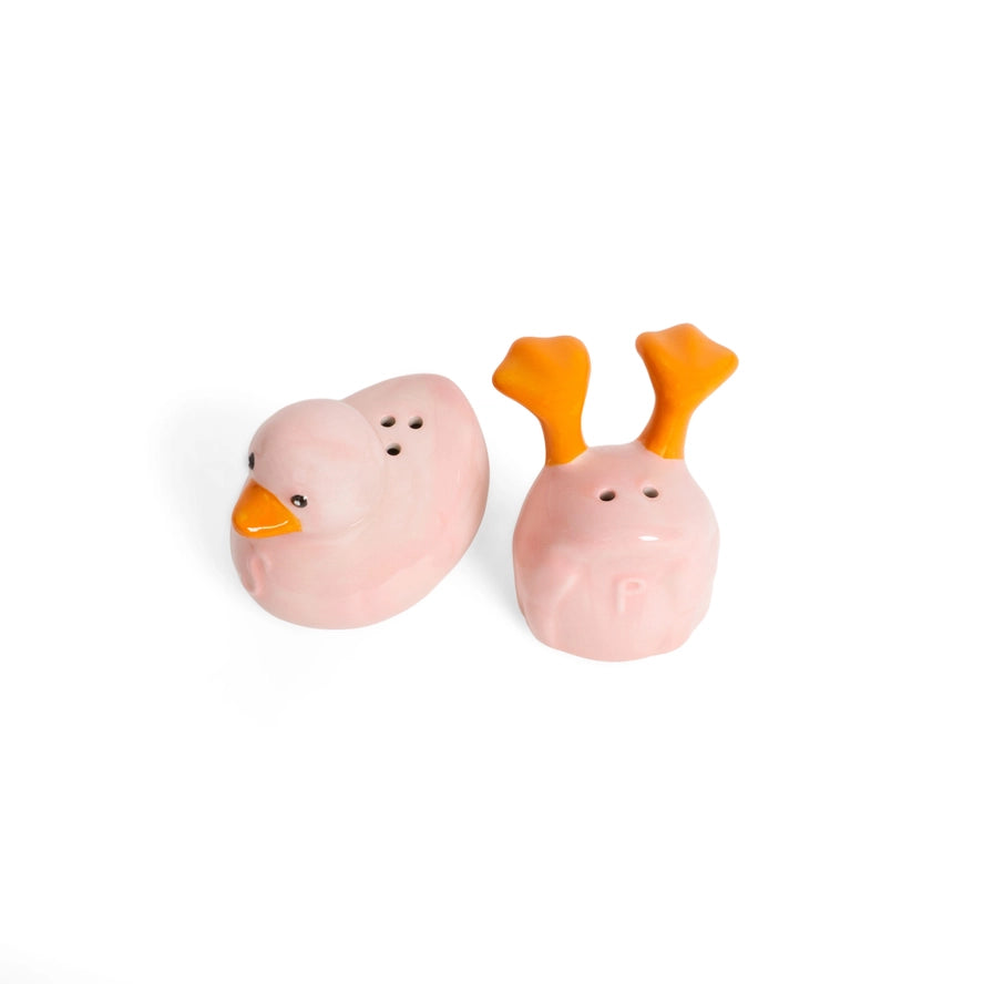 Salière et poivrier - Canard rose