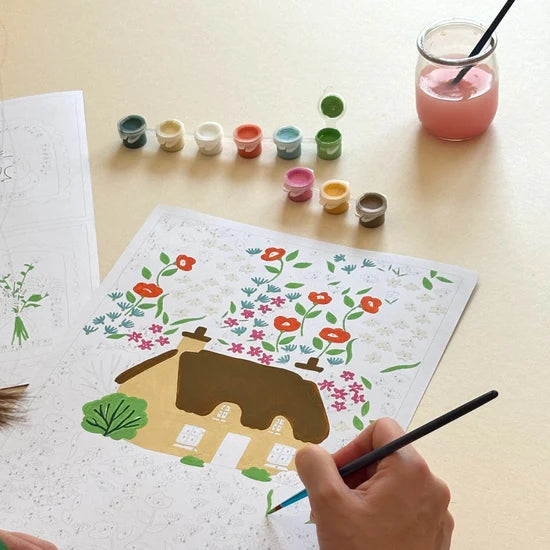 Kit de peinture au numéro 24x30 + cartes - La petite maison