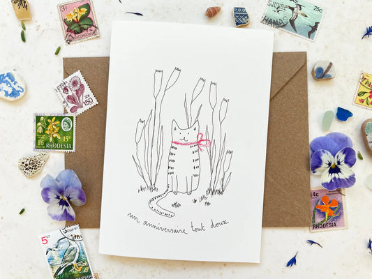 Carte et enveloppe Un anniversaire tout doux