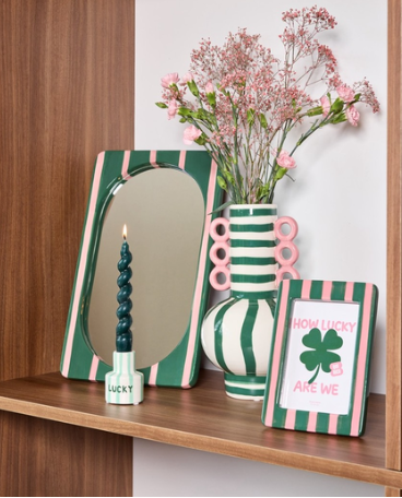Cadre Adriano - Rayures vert/rose