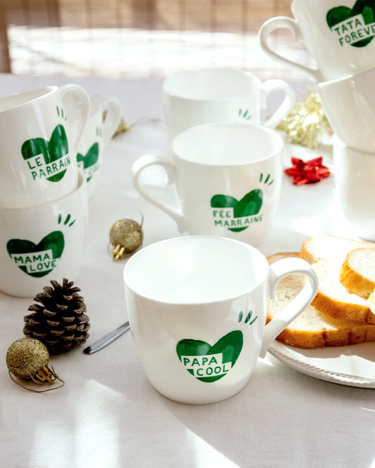 Mug coeur Papa cool - Vert sapin