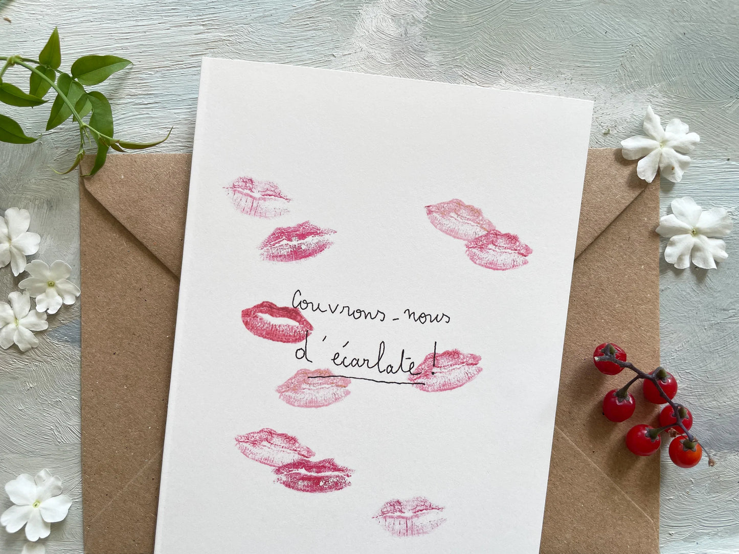 Carte et enveloppe Ecarlate