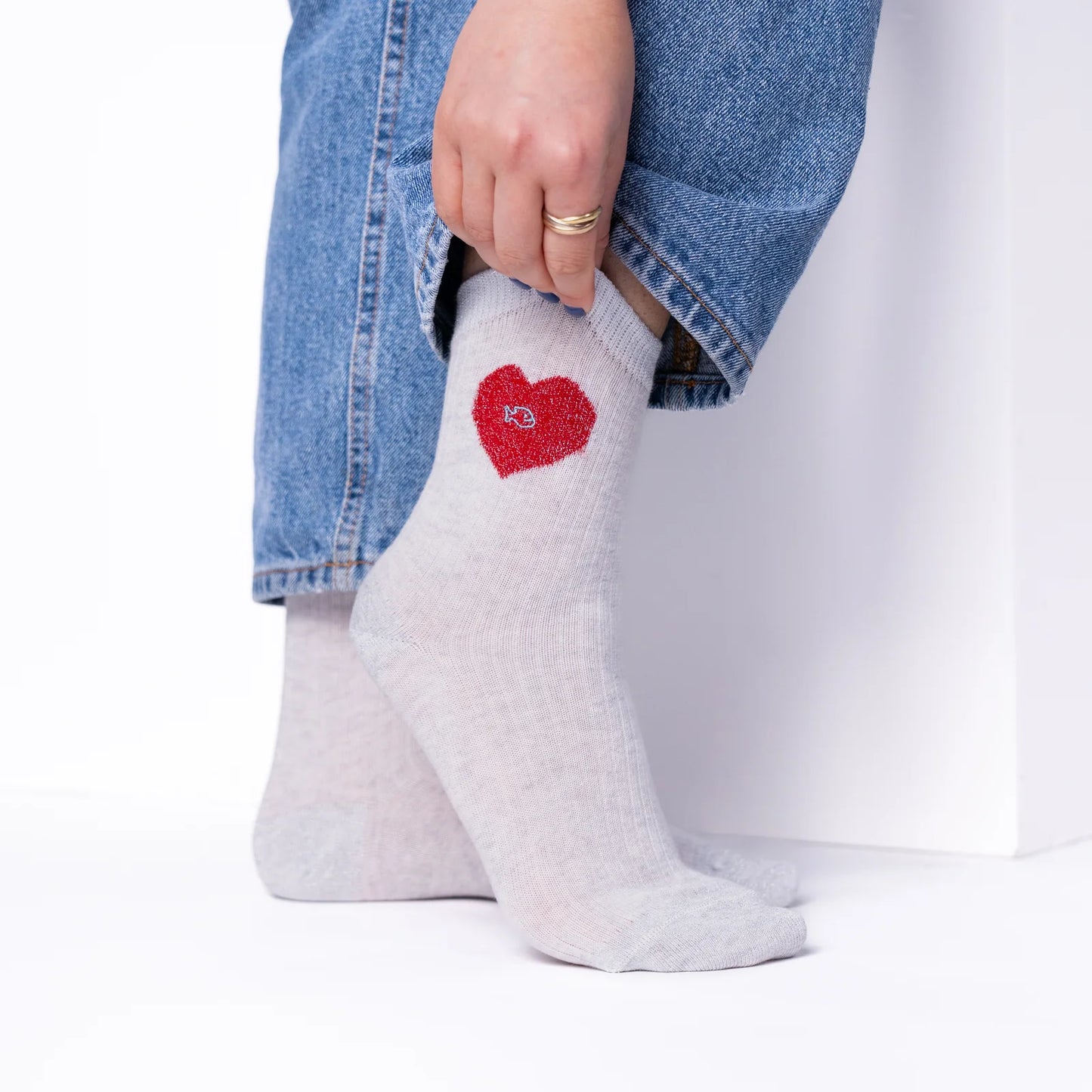 Chaussettes Coeur - Blanc et rouge - Taille 37/40