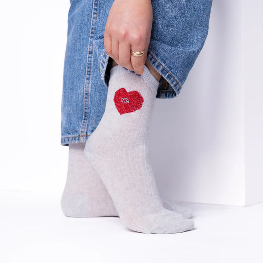 Chaussettes Coeur - Blanc et rouge - Taille 37/40