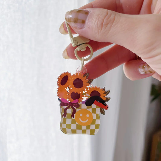 Porte-clés Teckel & flowers