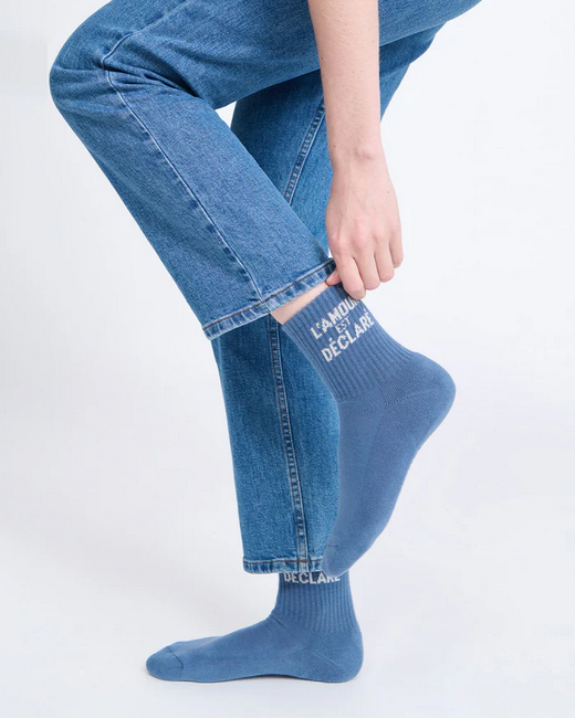 Chaussettes L'amour est déclaré - Bleu lac - Taille 36/41 — Émoi émoi , Lyon