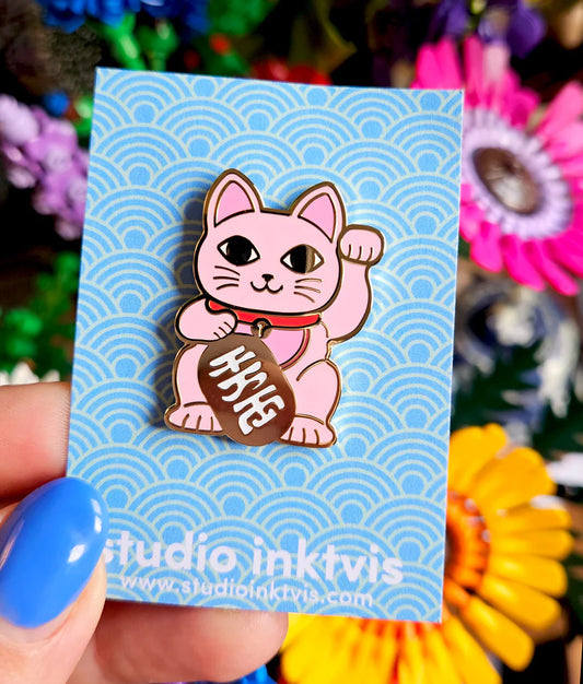 Pins Maneki neko pink Lucky cat