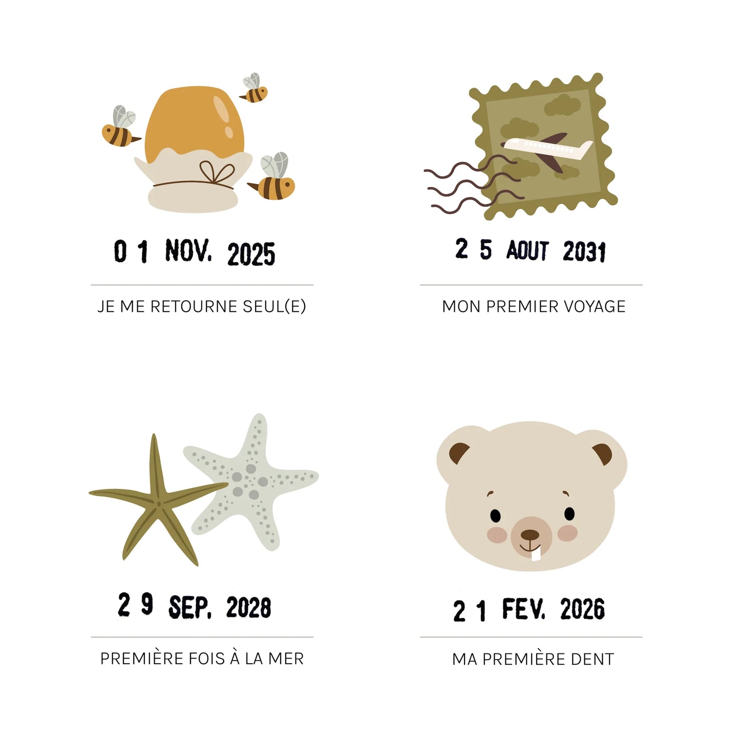 Kit affiche à dater - Mes premières fois - Ourson — Les petites dates , Lyon