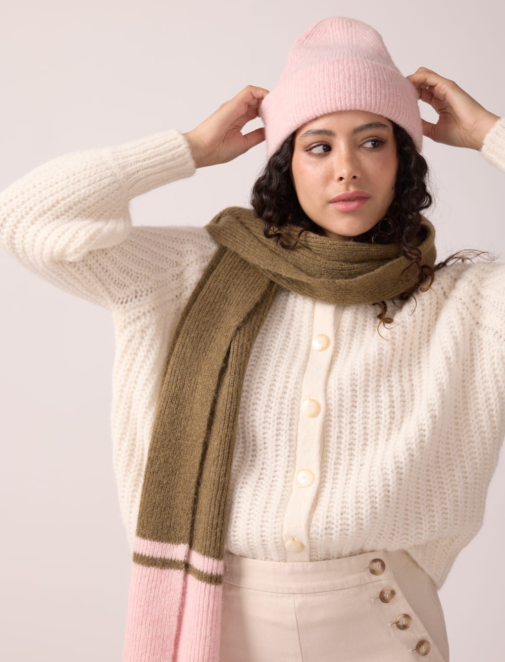 Echarpe Frost - Kaki/baby pink — Maradji , Lyon