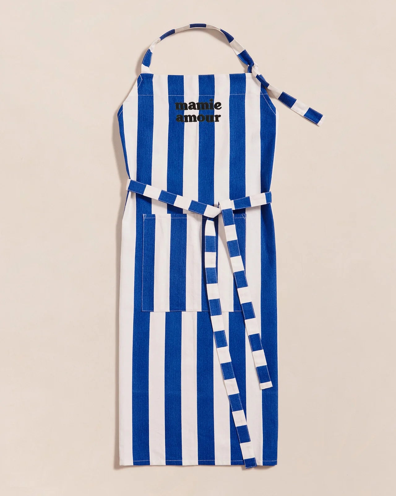 Tablier Mamie amour à rayures - Bleu