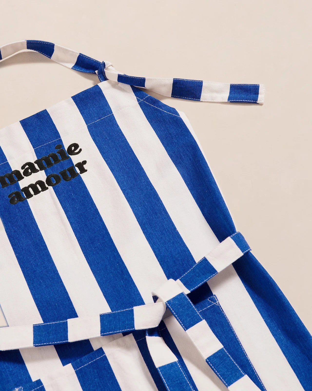Tablier Mamie amour à rayures - Bleu