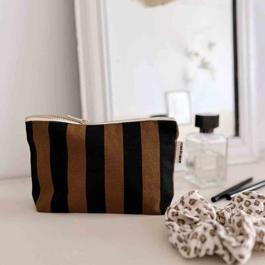 Trousse Sofia - Rayure cumin/noir