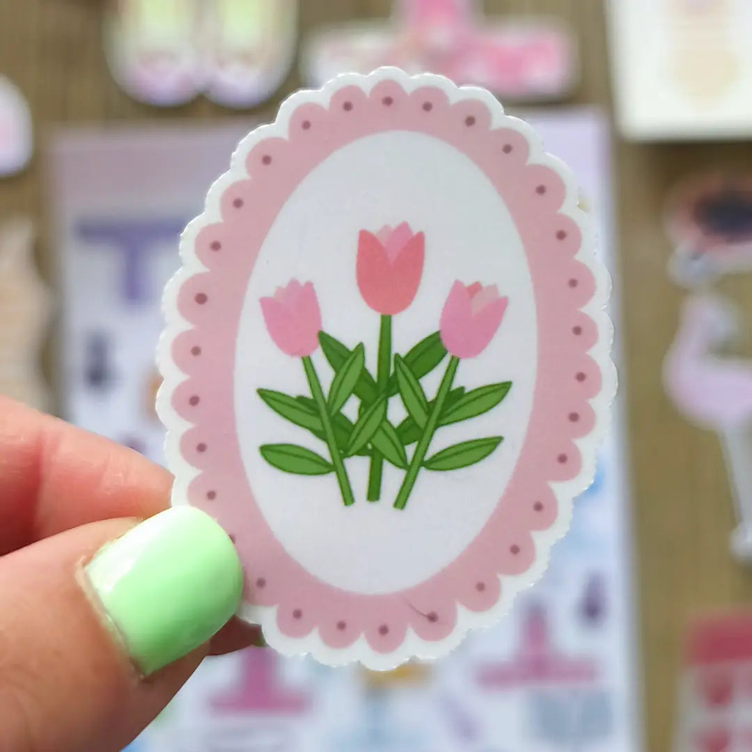 Sticker Cadre tulipe ovale