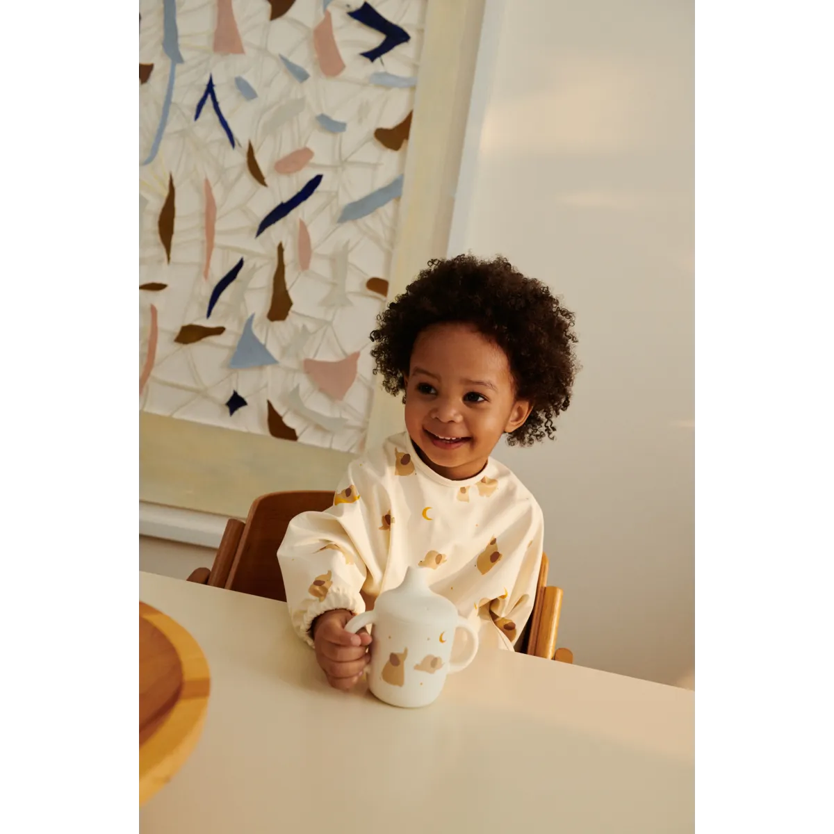 Bavoir/tablier à manches - Elephant / Creme de la creme — Liewood , Lyon