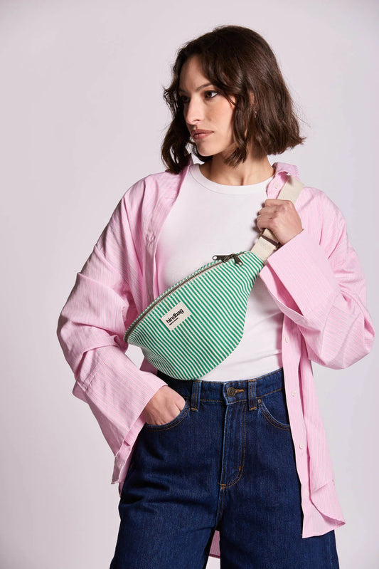 Sac banane Olivia - Rayures vert
