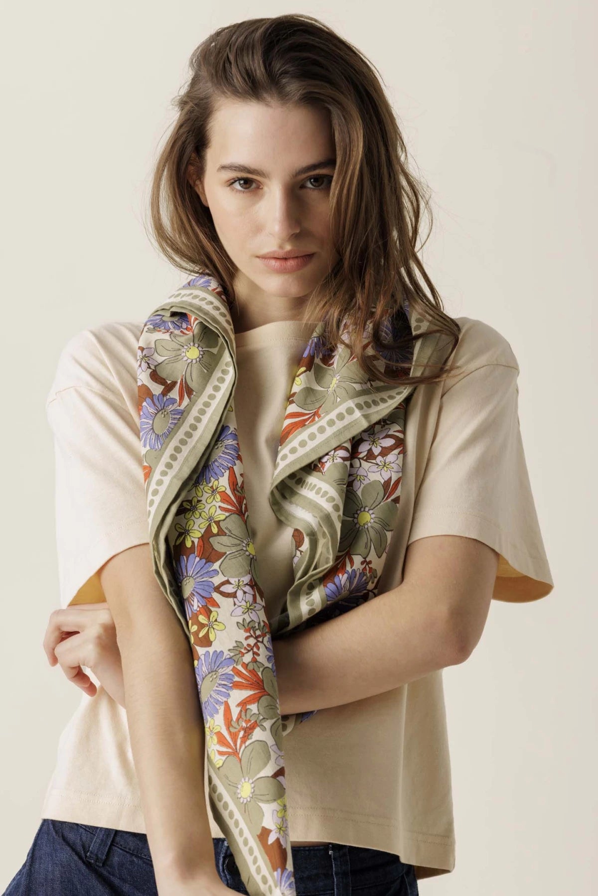 Big foulard Latika - Bouquet macadamia