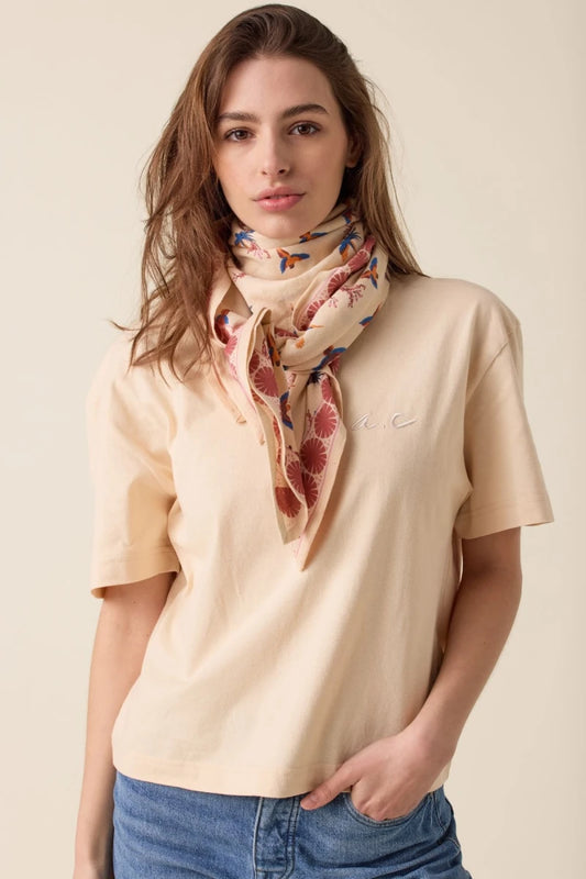 Big foulard Latika - Cerisier macadamia dahlia