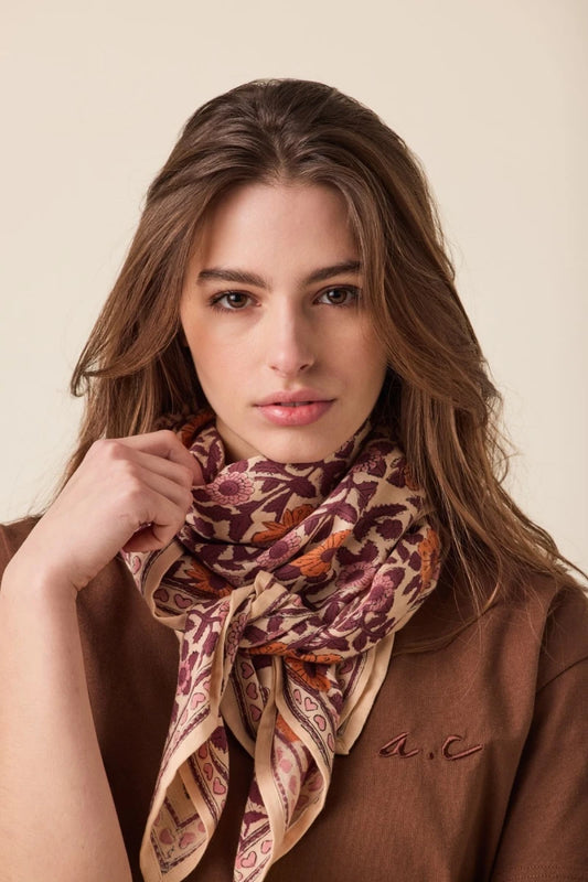 Big foulard Latika - Coeur flamingo