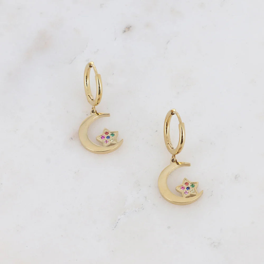 Boucles créoles lunes Felixia - Doré/multi