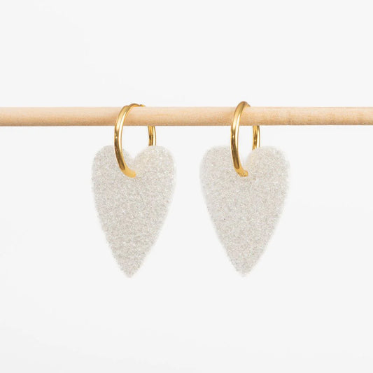 Boucles d'oreilles coeur - Nacré blanc — Les nicolettes , Lyon