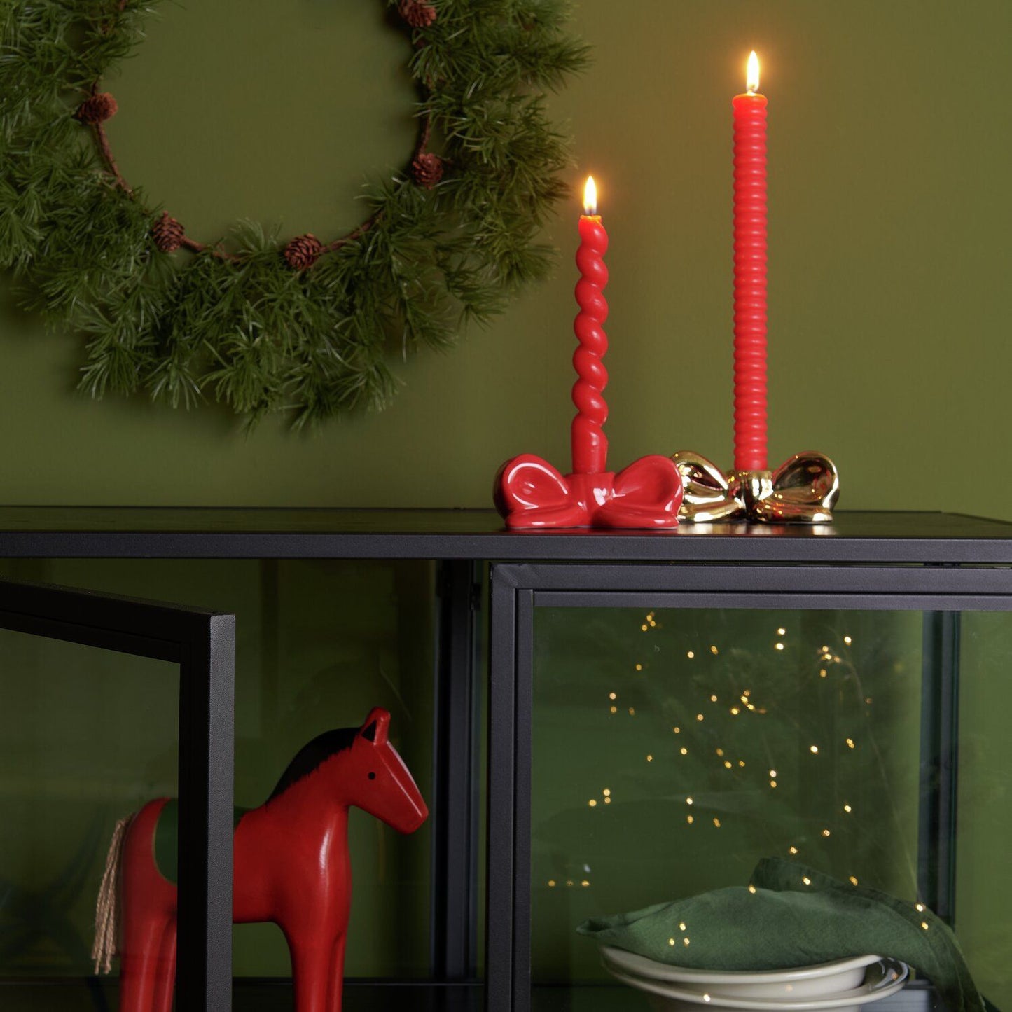 Bougeoir noeud en céramique - Or