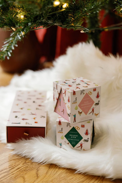 Bougie Christmas - Ribbed glass - Pink