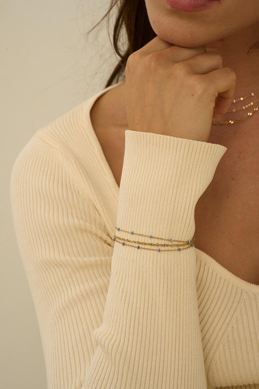 Bracelet Frédérique - Doré/denim