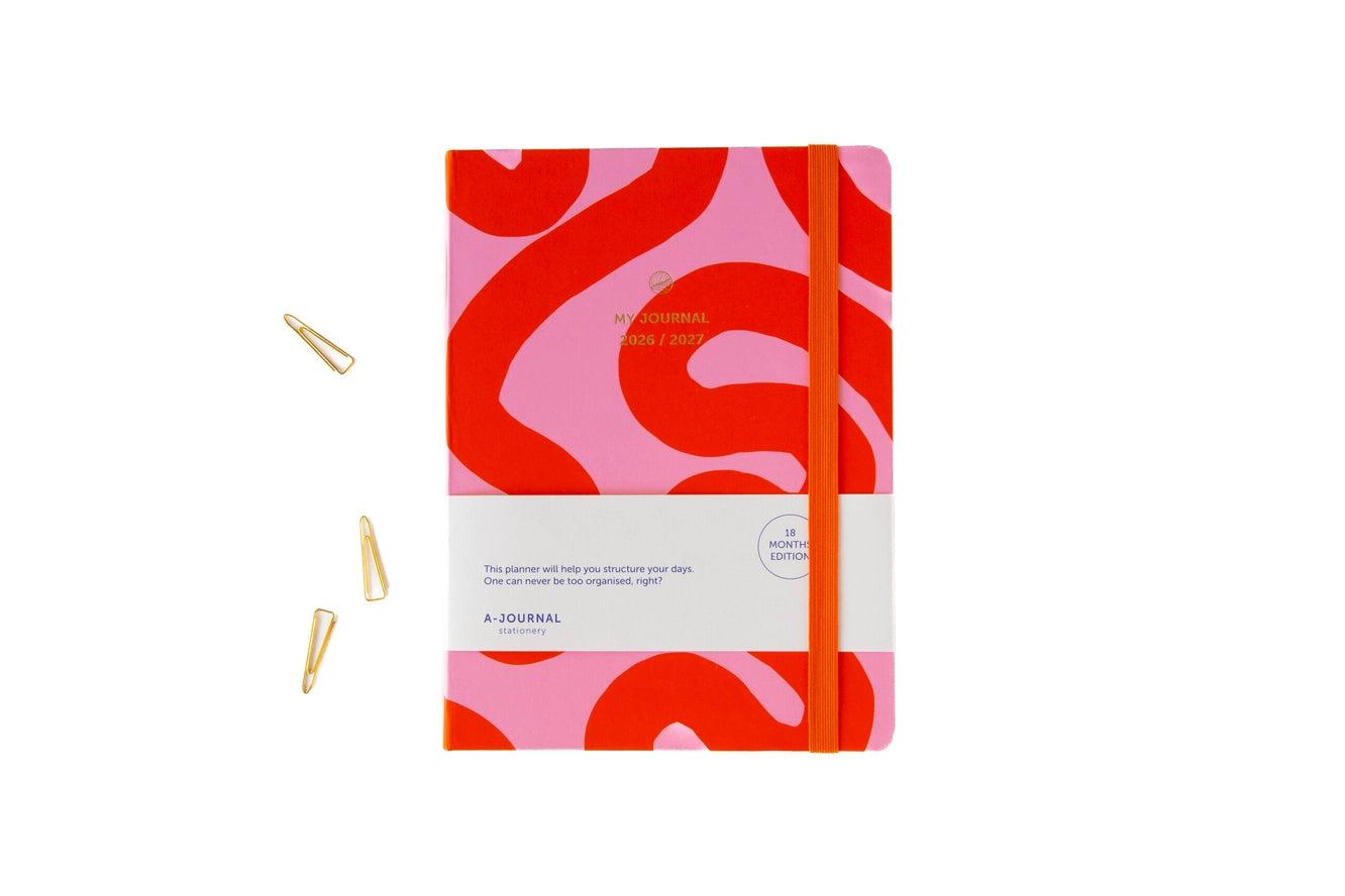 Agenda scolaire 18 mois 2026/2027 - Flow pink