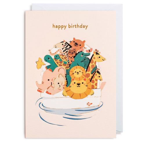 Carte - Happy birthday safari boat - Elena Comte