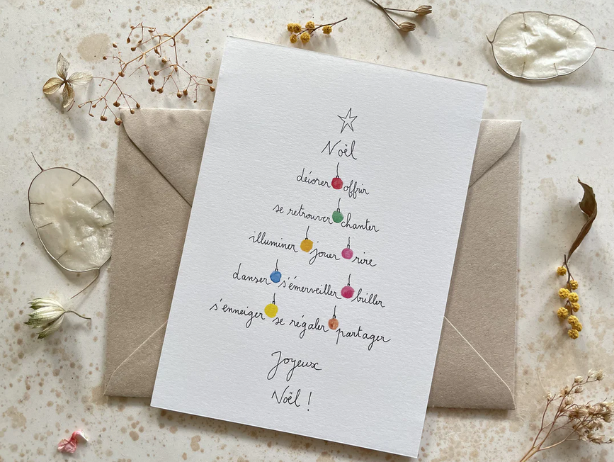 Carte et enveloppe Sapin