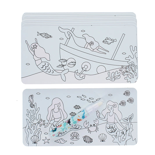 Cartes de coloriage magiques à l'eau - Sirène