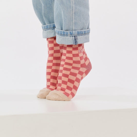 Chaussettes enfant à carreaux - Rose et pêche - Taille 31/34 — Billybelt , Lyon