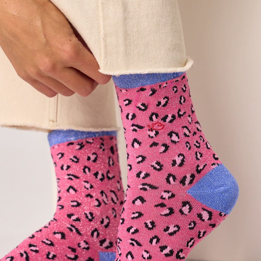 Chaussettes Léopard - Rose et bleu - Taille 37/40