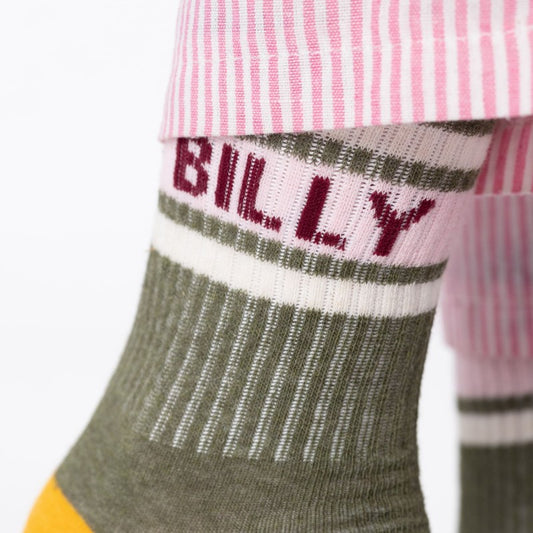 Chaussettes tennis - Vert, rayé rose et blanc - Taille 37/40