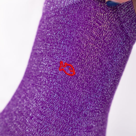 Chaussettes Unies pailletées - Violet clair - Taille 37/40