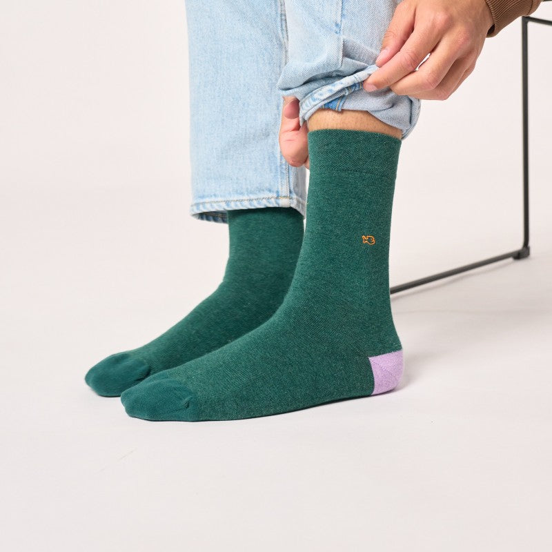 Chaussettes Unies - Vert chiné et violet - Taille 41/46
